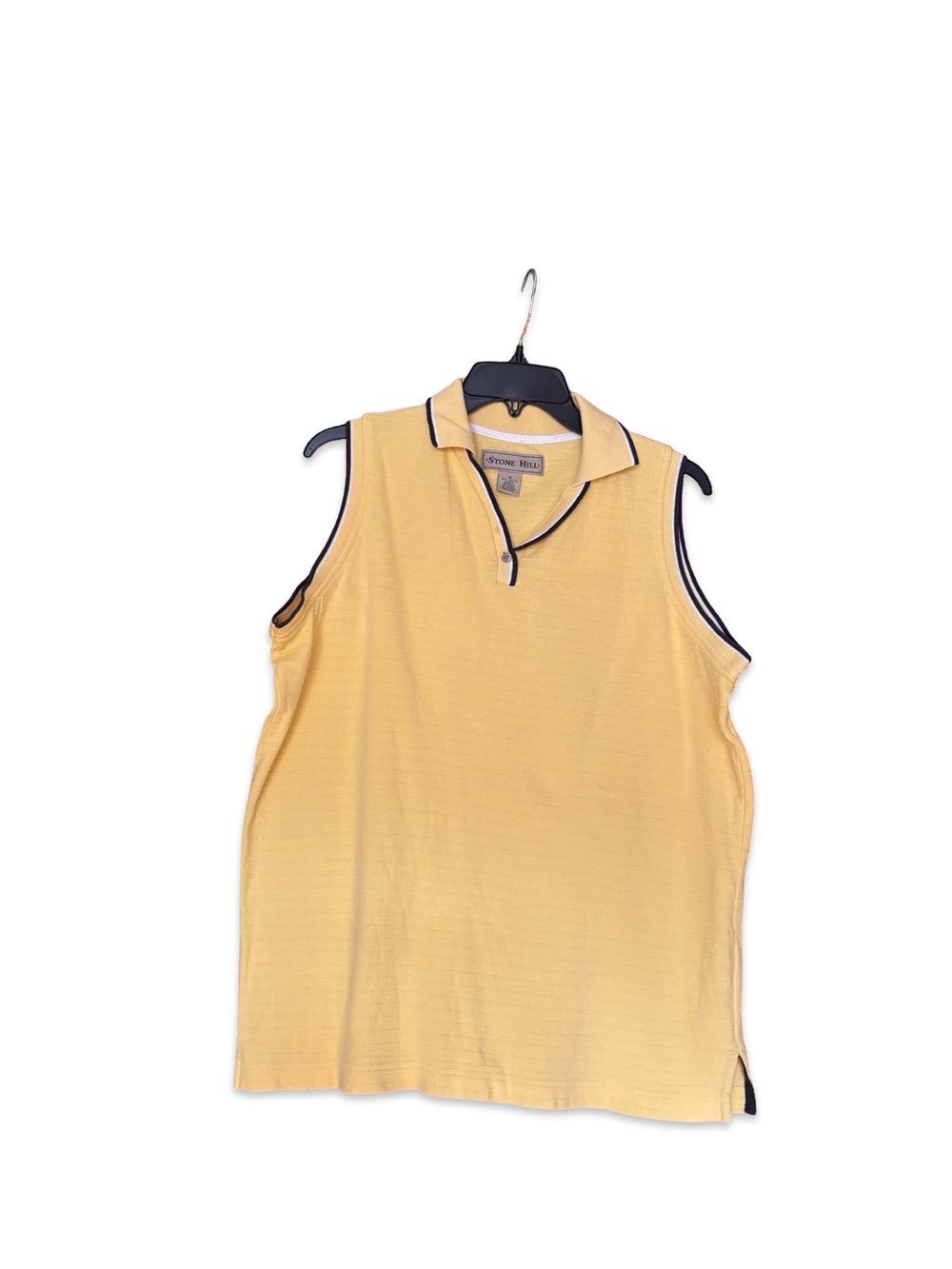 Stone Hill Vintage Yellow Sleeveless Cotton Polo Tank